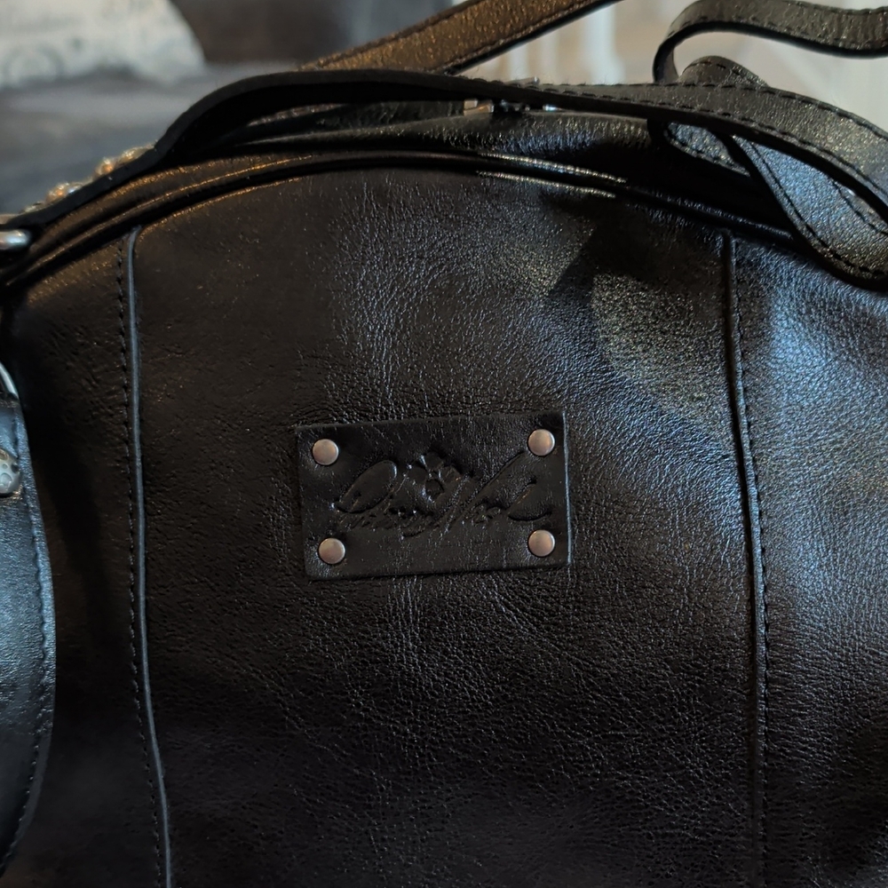 Patricia Nash Black Leather Satchel